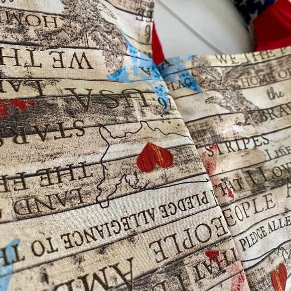 Slouchy Shoulder Bag, Patriotic Print, Handmade - Picture 6 of 9